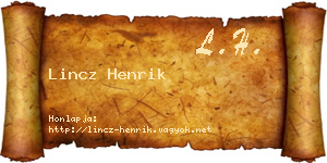 Lincz Henrik névjegykártya